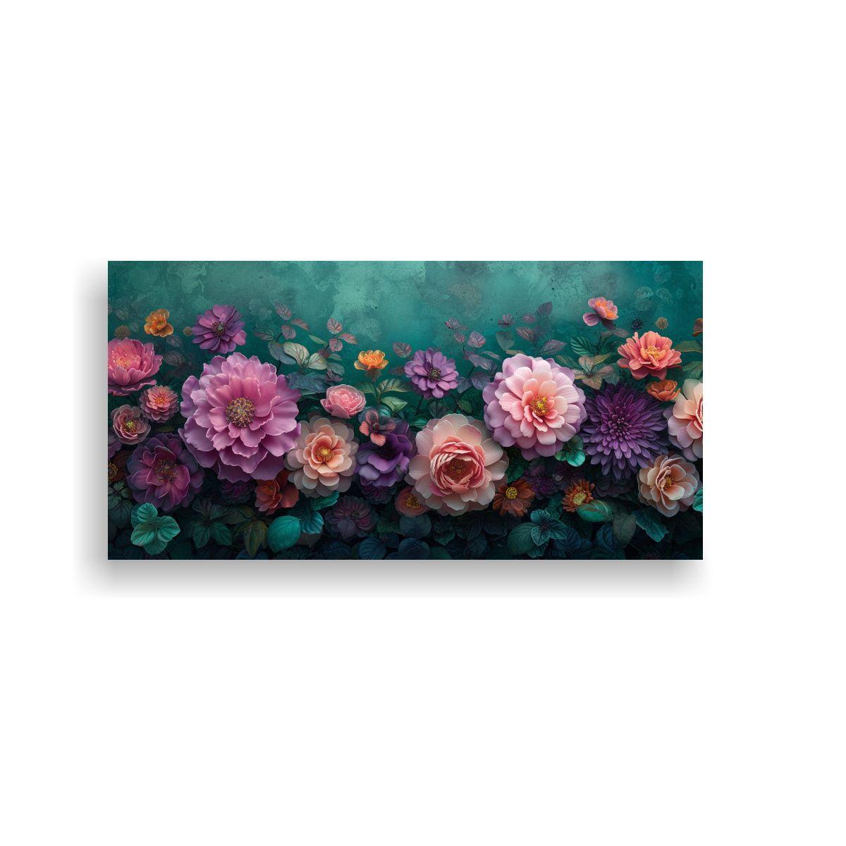 Pintura Abstracta De Flores Gigantes En Rosa Y 140x70 Cm-0