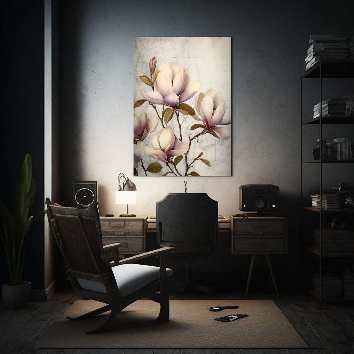 Pintura En Bastidor GOTHic De Lavanda Y Magnolias 20x30cm-2