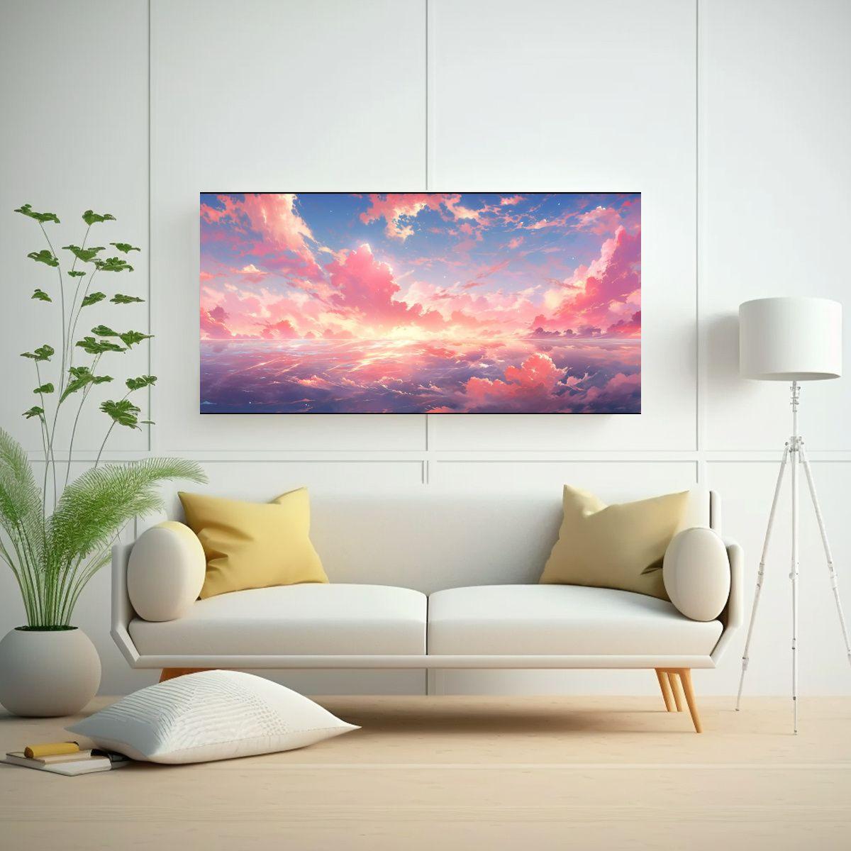 Lienzo Coloreado De Cielos Al Amanecer Y Al Atarde 40x20cm-2