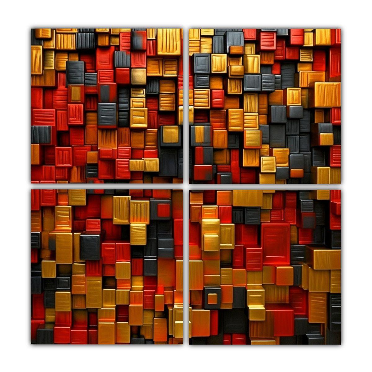 Cuatro Cuadros Inspiración Personalidad Sol 120x120 Cm-0