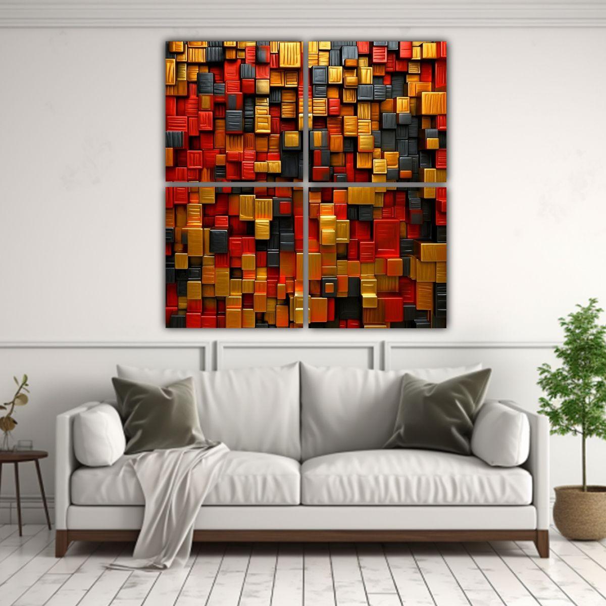 Cuatro Cuadros Inspiración Personalidad Sol 120x120 Cm-2