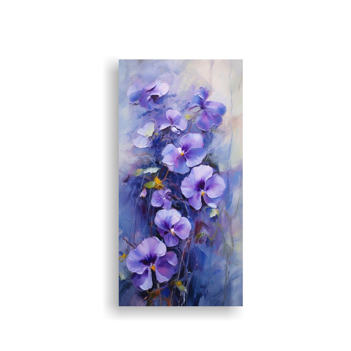 Cuadro Abstracto De Flores Violetas En Estilo De 50x100cm-0