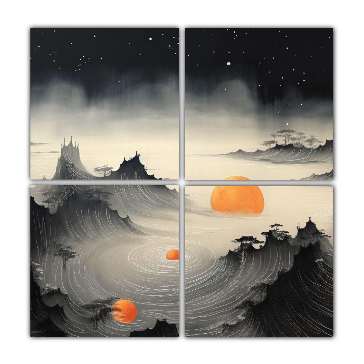 Cuatro Telas En Bastidor: Inspiración 100x100 Cm-0