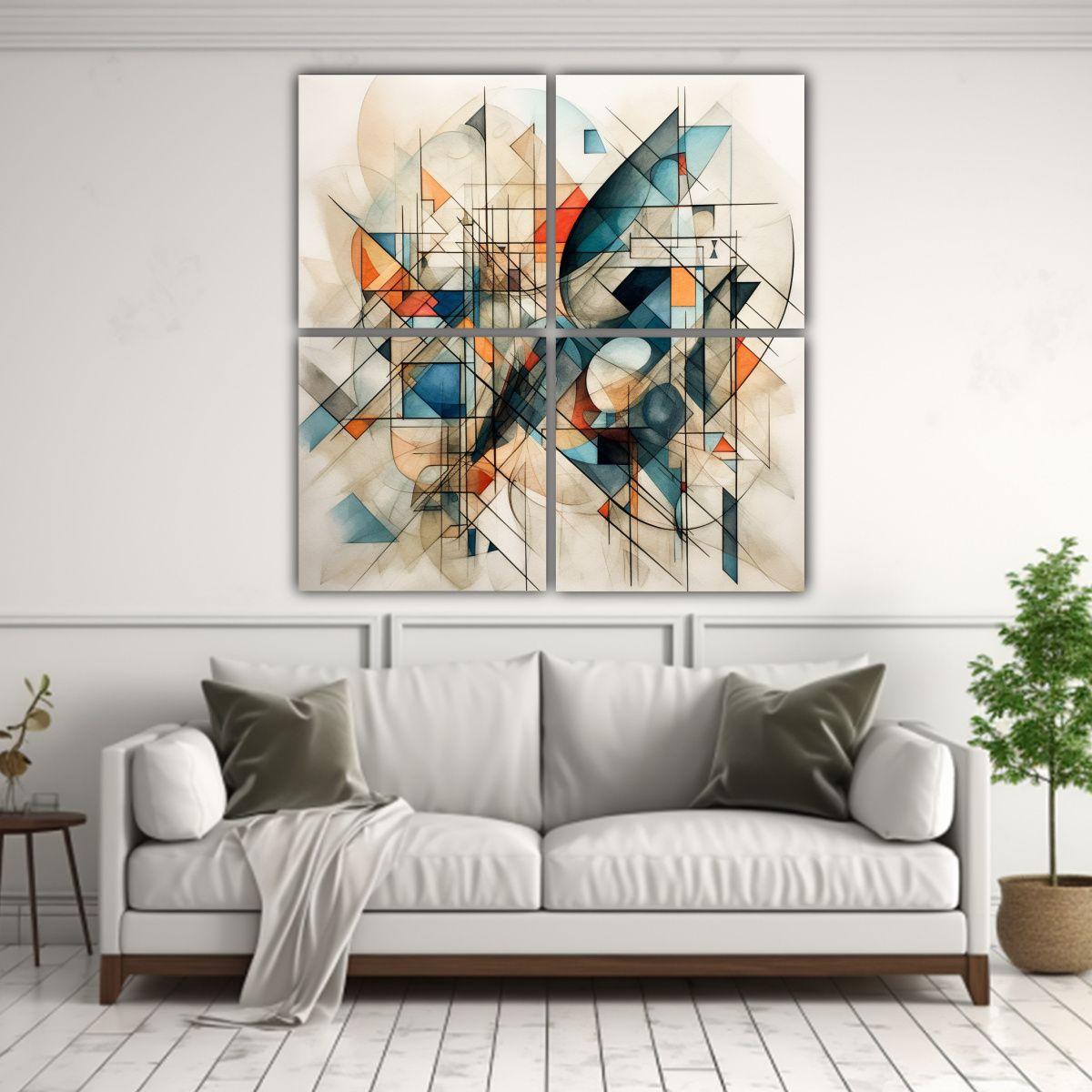 Cuadro Patron Intenso Con Formas Geometricas 60x60 Cm-2