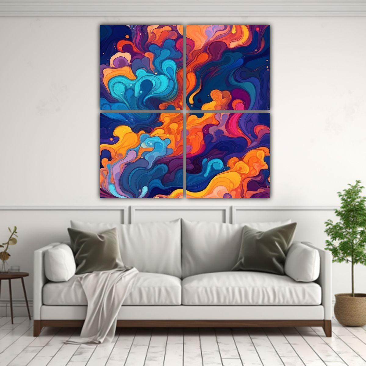 Cuatro Canvas Tema Representación Pintura 180x180 Cm-2