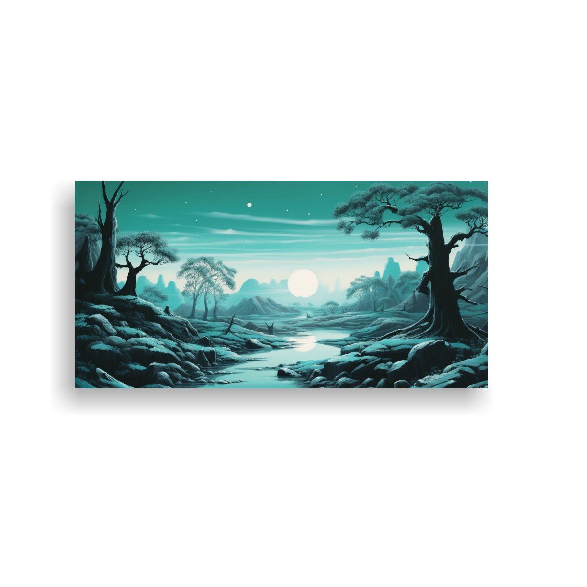 Pinturas Paisaje Azul Claro Y Esmeralda Oscuro 120x60cm-0