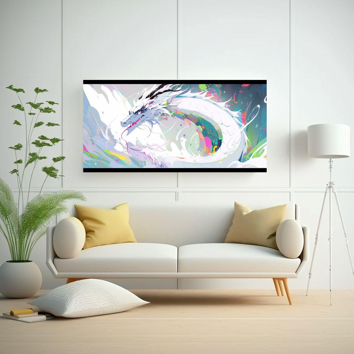 Pintura Mural: Composición De Dragón En Tonos 60x30cm-2