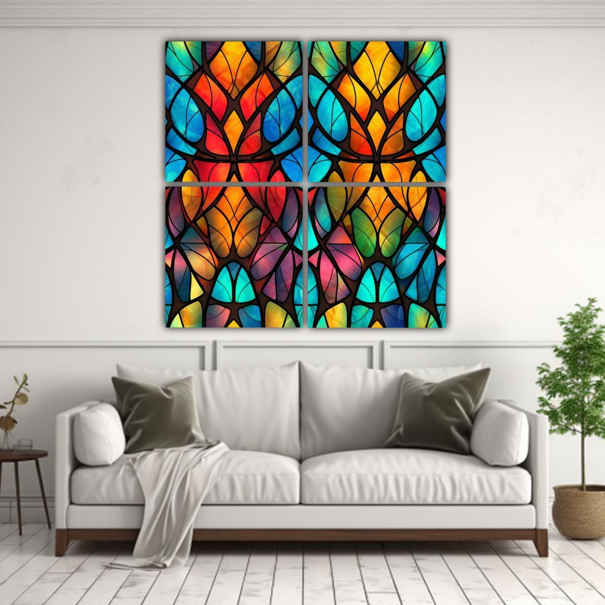 Pinturas Estilo Galería Con Vidrieras Majestuosas 200x200 Cm-2