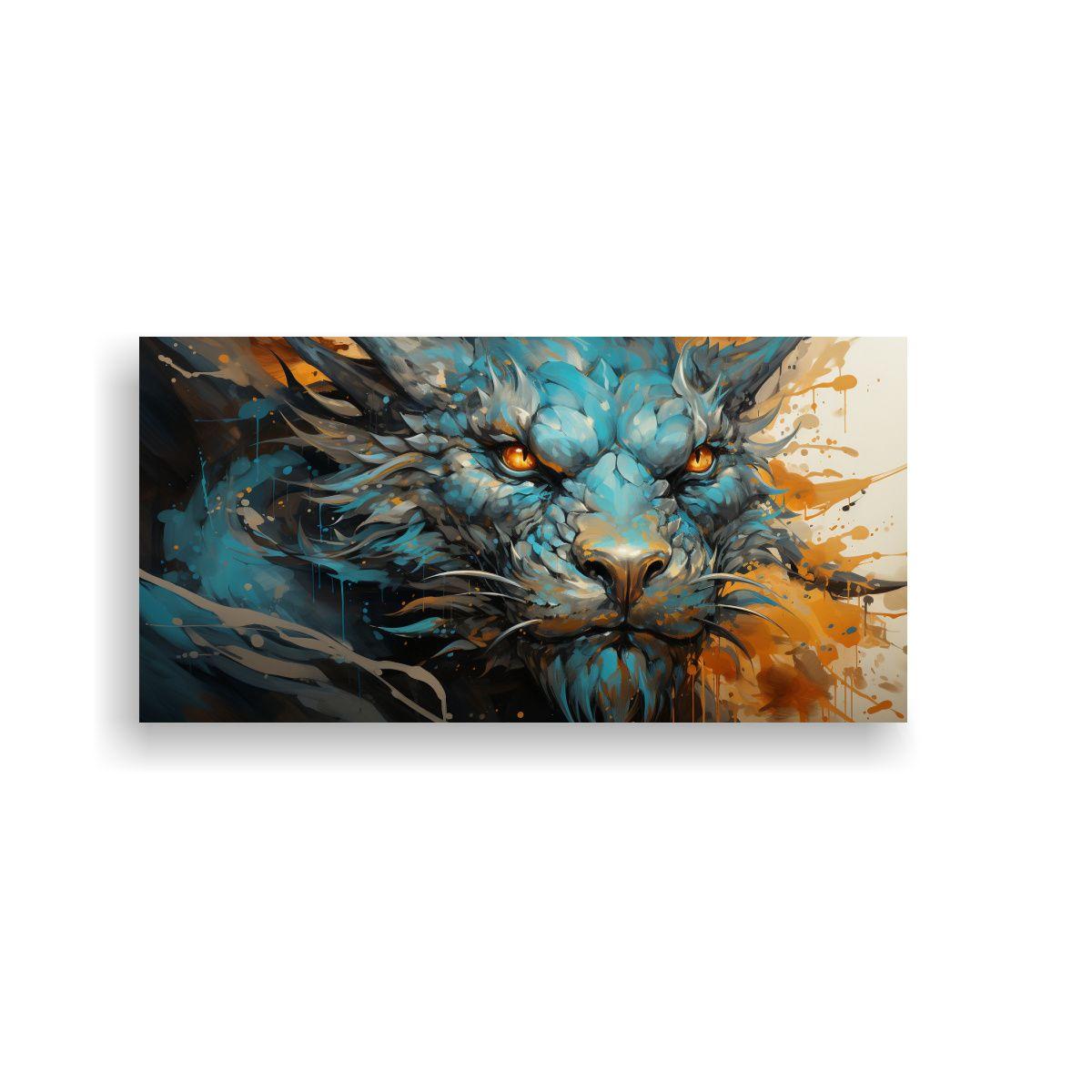 Lienzo Horizontal Reflejo De Dragón En Colores 120x60cm-0