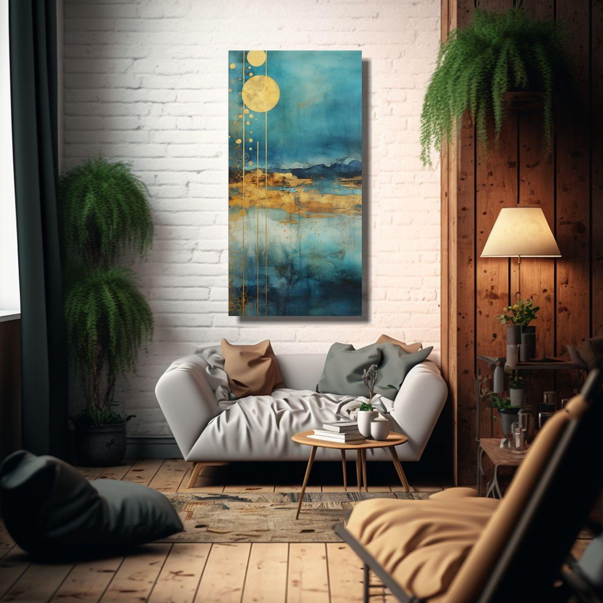 Pintura De Decoración Con Acuarela Turquesa, 70x140cm-2