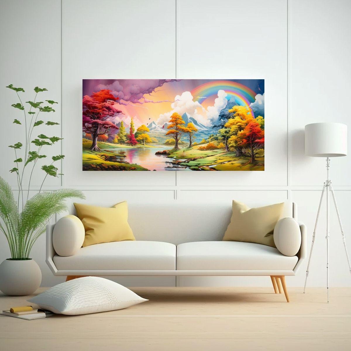 Pintura Abstracta Con Arcoíris Y Colores 100x50 Cm-2