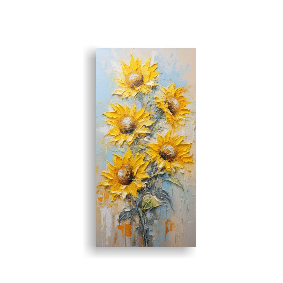 Cuadro De Tela De Tema Pop Art Con Girasoles 40x80cm-0