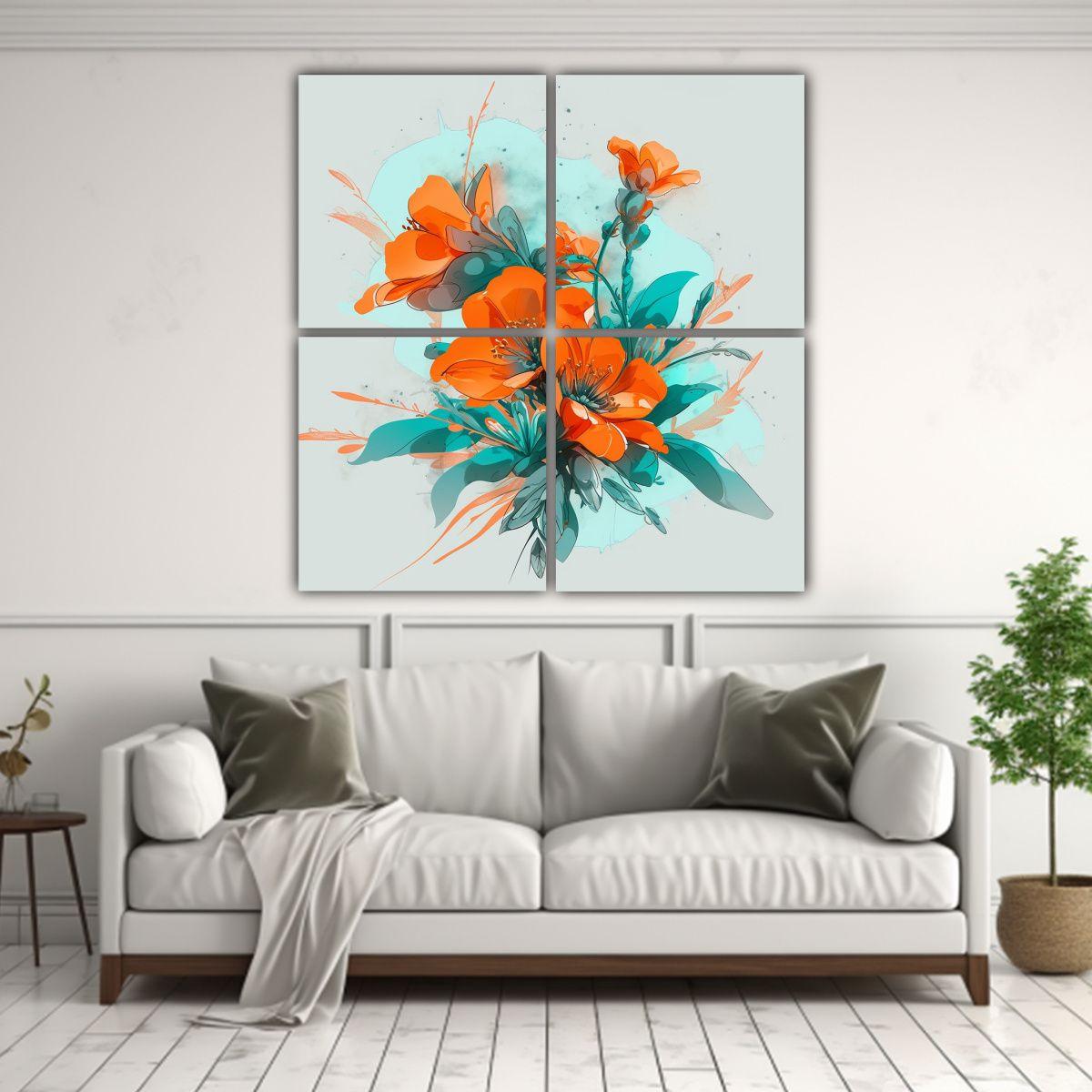 4 Pinturas Decorativas Con Estilo Turquesa Y 40x40 Cm-2