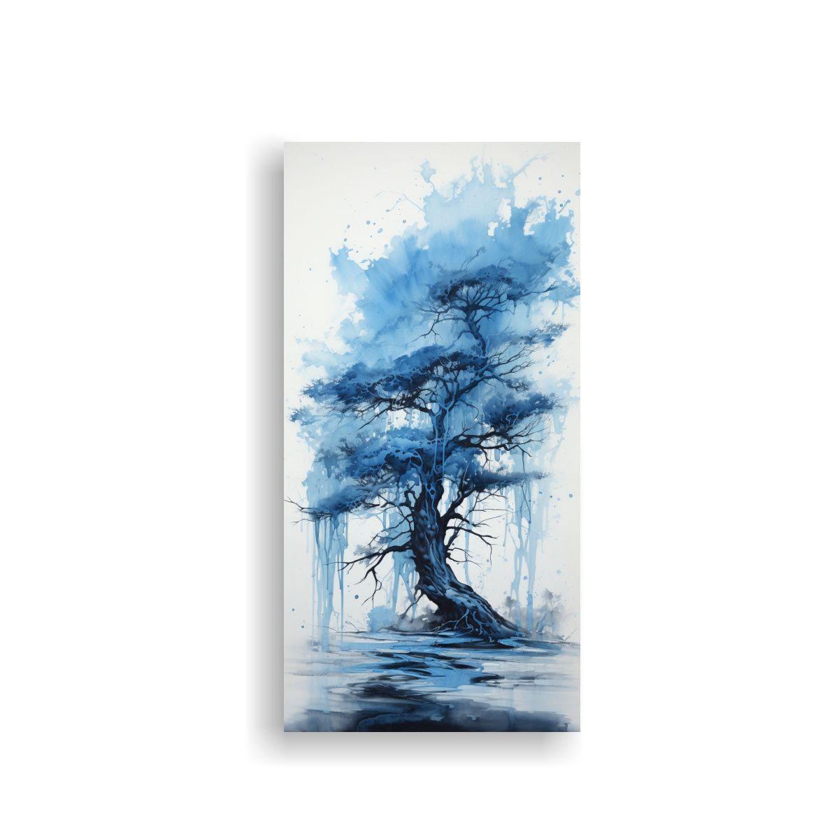 Pintura Abstracta De Colores Negro Y Azul Inspirad 40x80cm-0
