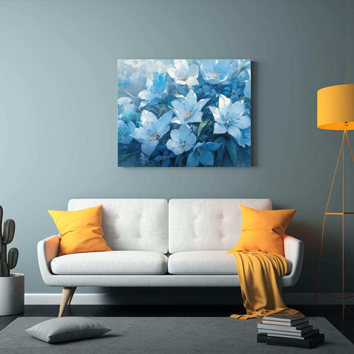 Cuadro De Flores En Tela Estilo Cyan Sobre 50x40cm-2