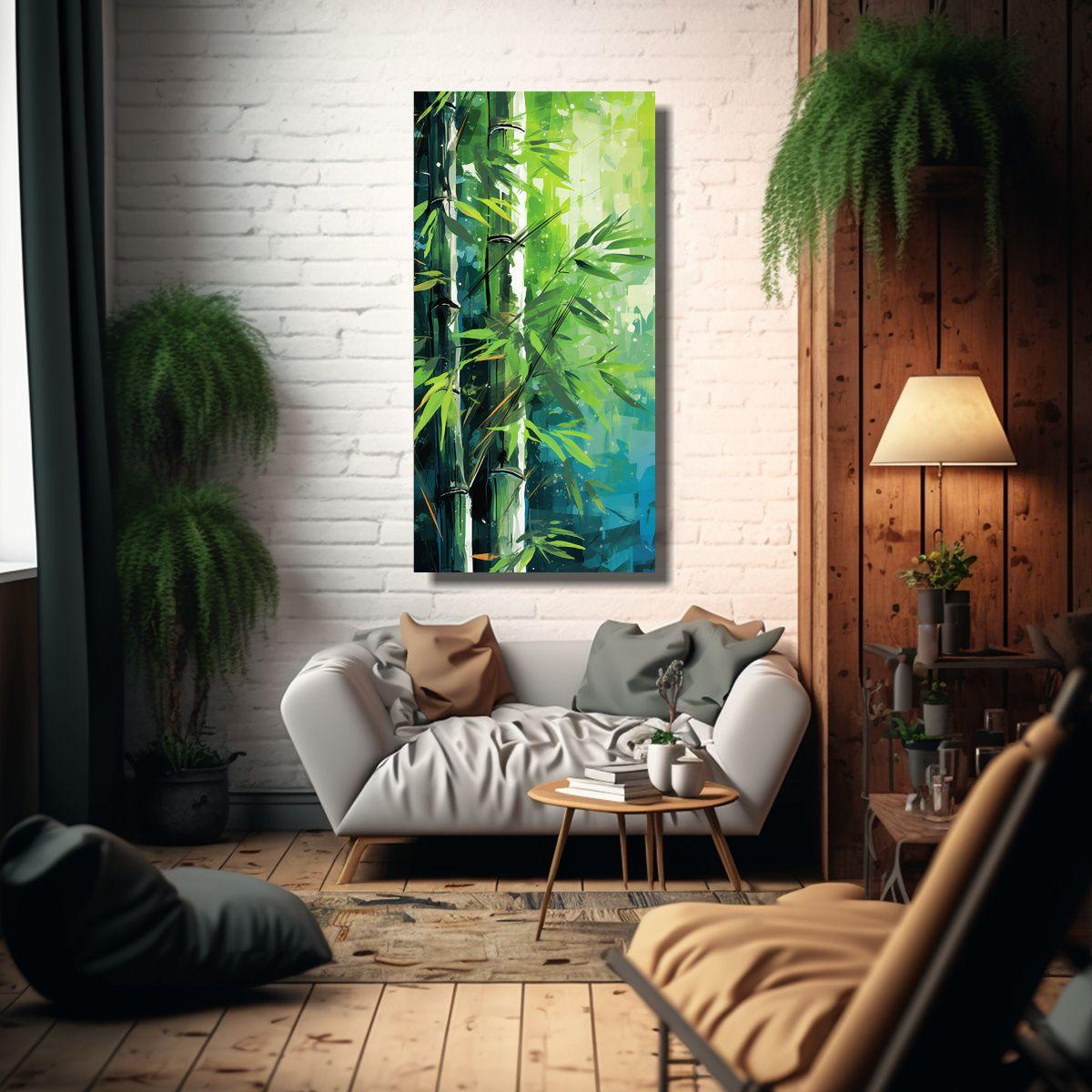 Cuadro Expresión Para Comedor Con Hojas De Bambú 40x80cm-2