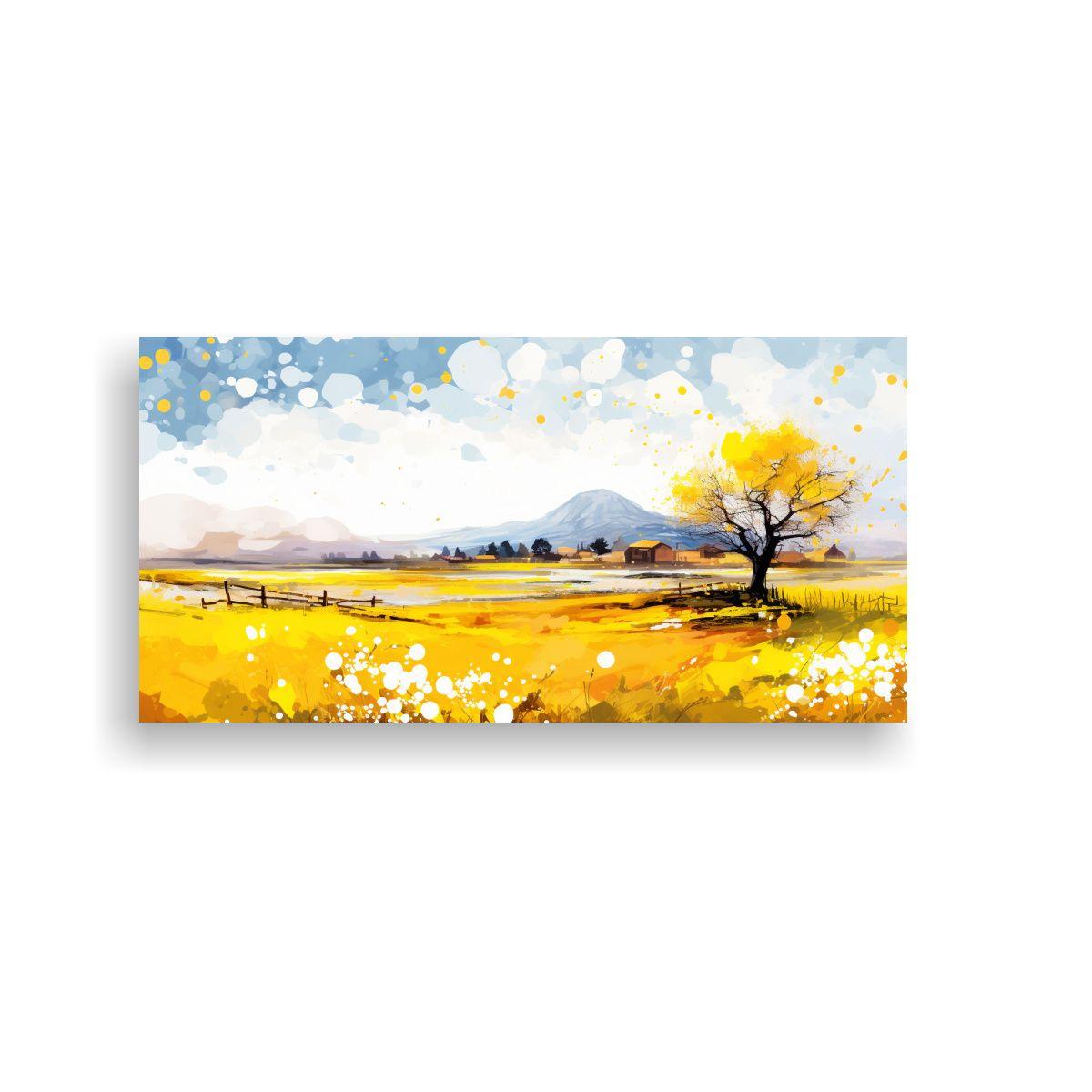Paisaje Primaveral Con Colores Amarillos En Arte 100x50cm-0