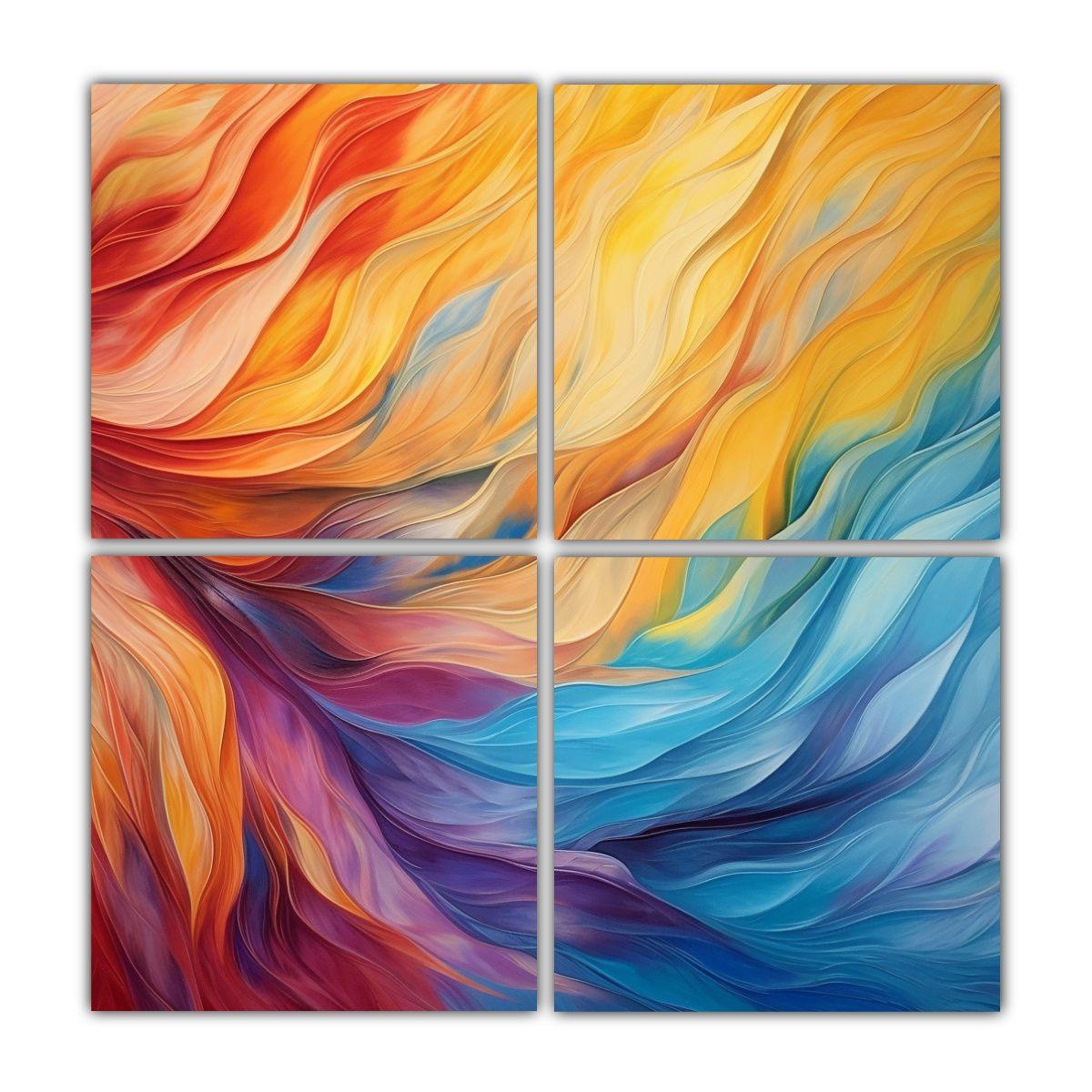 Cuatro Lienzos Fotografia Majestuosas Pintura 100x100 Cm-0