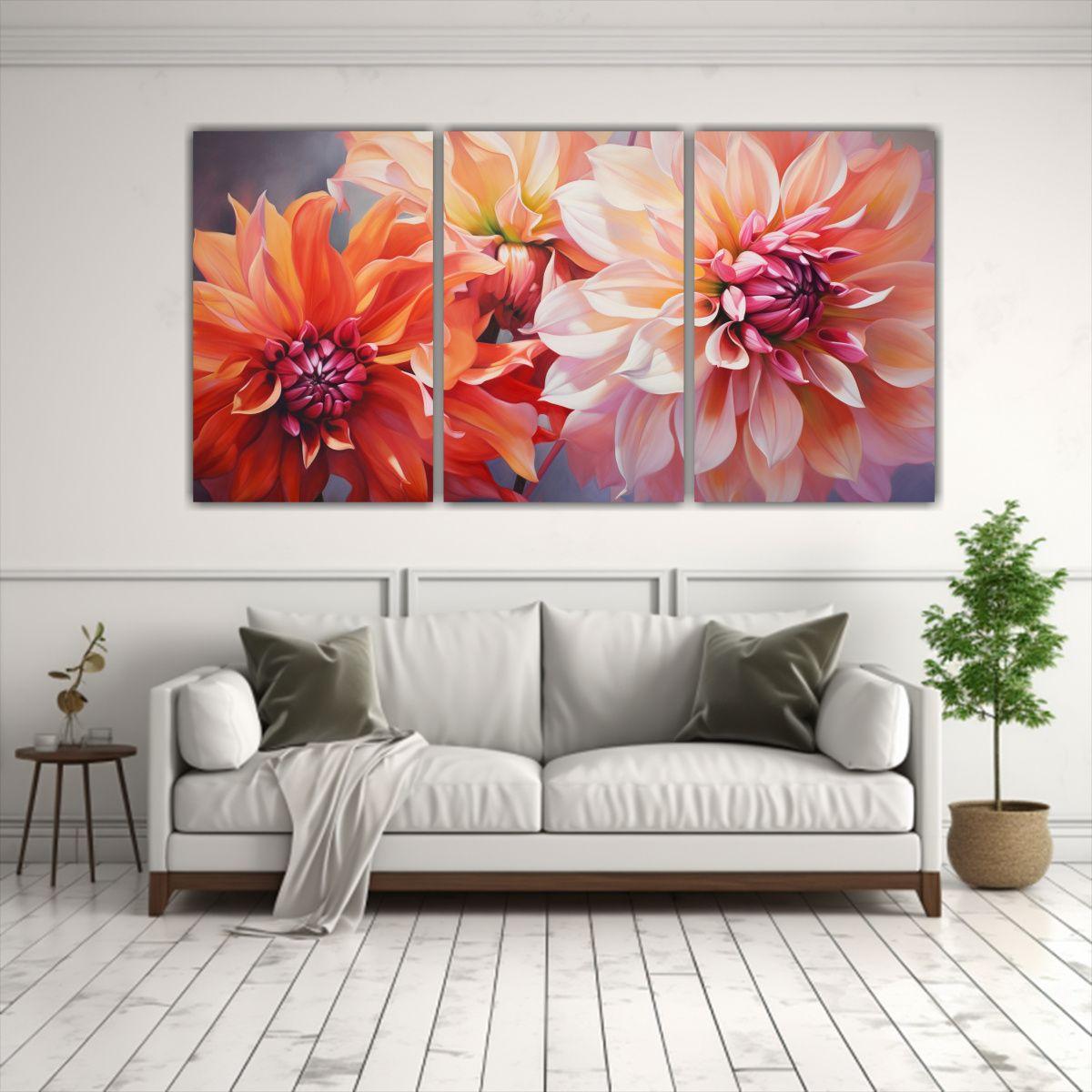 Pintura Abstracta Expresiva De Flores De Dalias 240x120 Cm-2