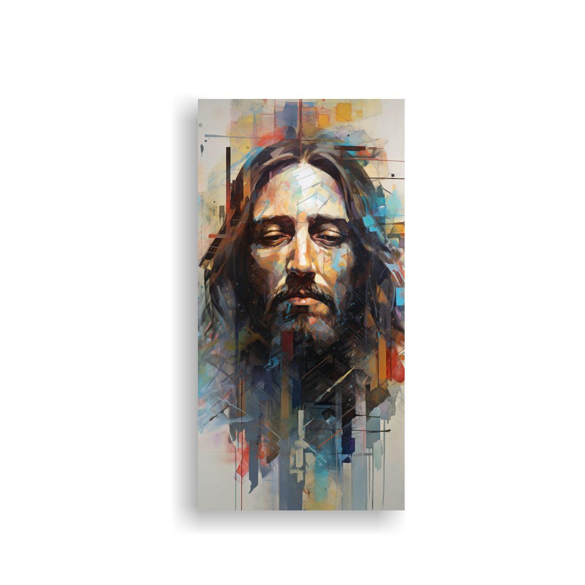 Cuadro Dibujo Único De Jesús Abstracto 70x140cm-0