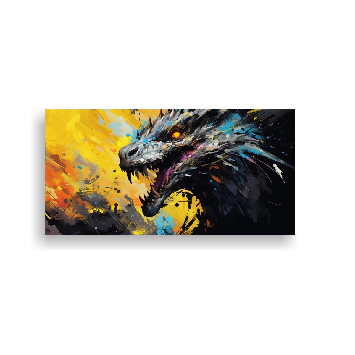 Pintura De Cocina Tema Dragón En Colores 80x40cm-0