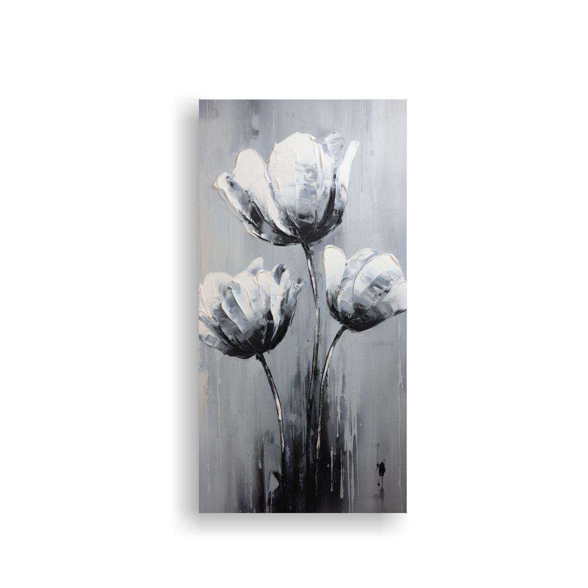 Pintura Tulipanes Negros Estilo Cuadro 20x40cm-0