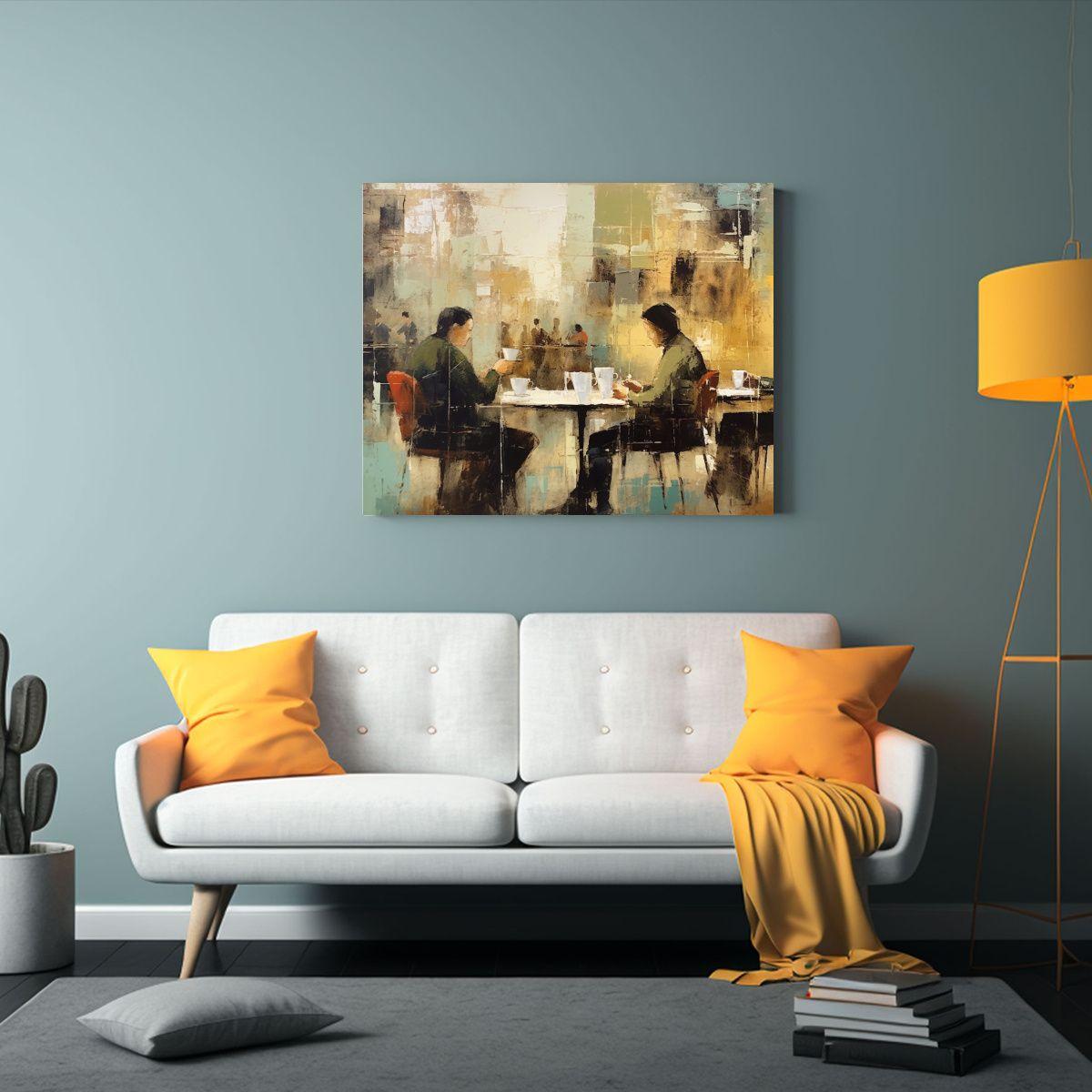 Pintura Abstracta Clásica De Tomar Café En Un 90x60cm-2