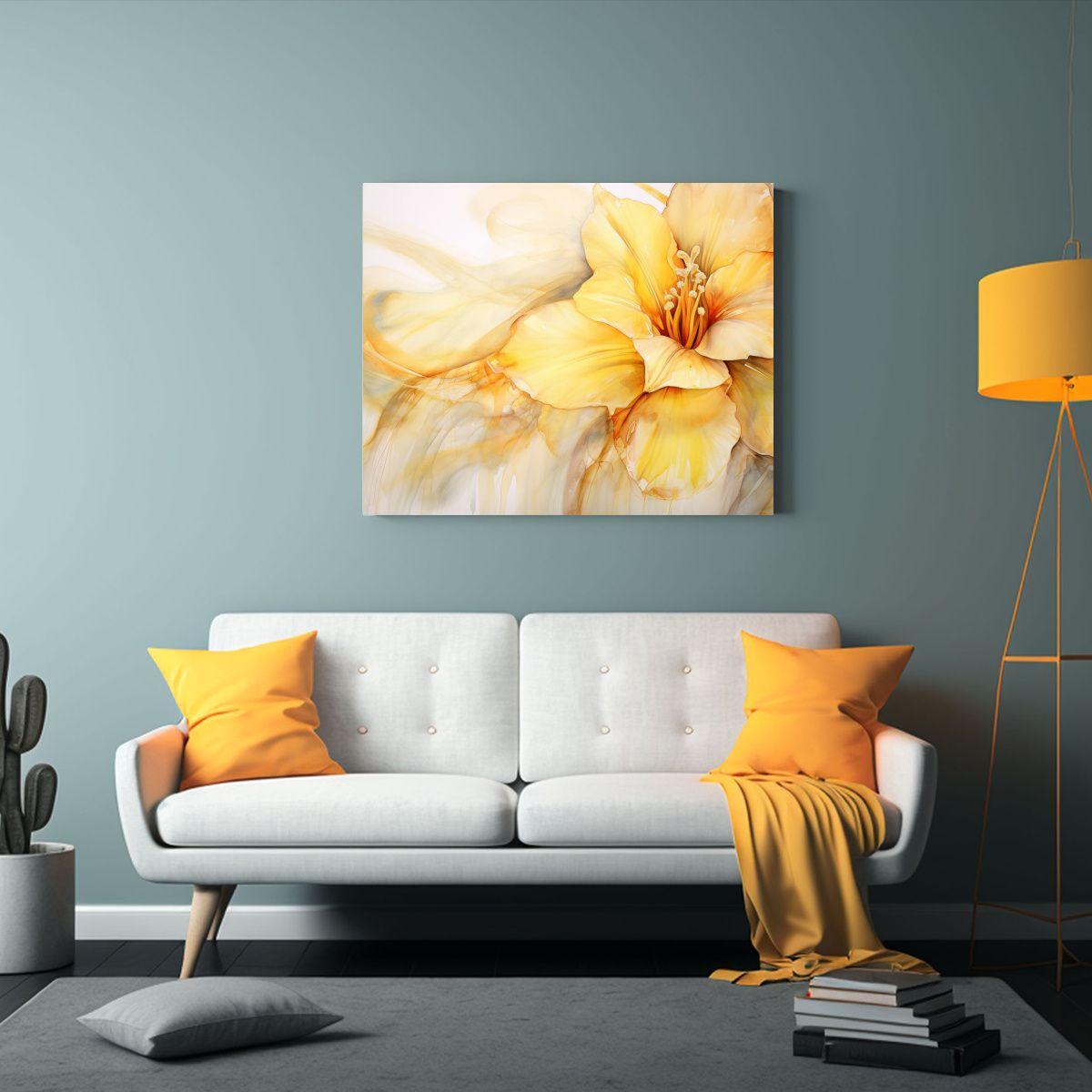 Cuadro Abstracto Amapolas Amarillas Y Doradas: 30x20cm-2