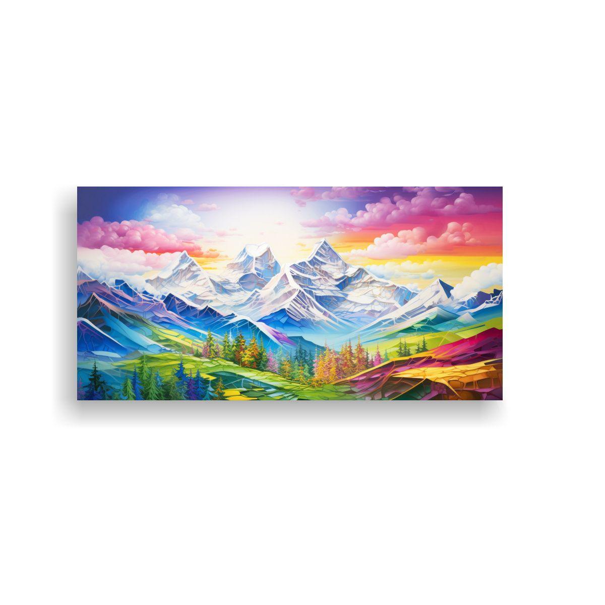 Cuadro Impreso Montañas Y Arcoíris Escénico 60x30cm-0