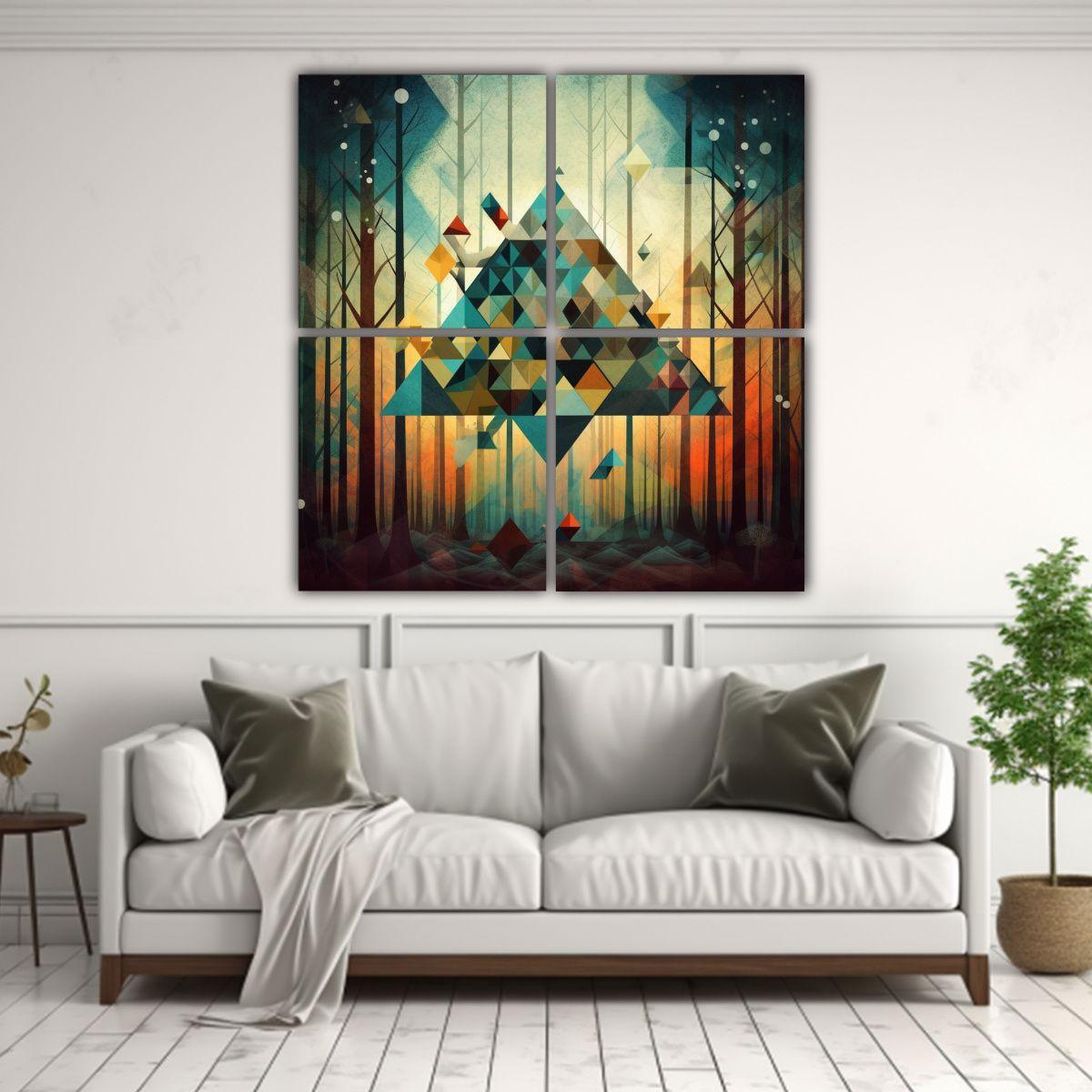 Arte De Pared Geométrico Bosque V4 40x40 Cm-2