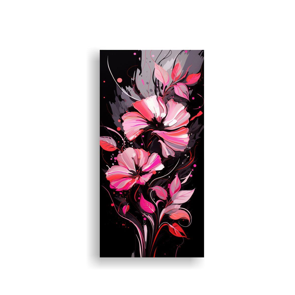 Cuadro Abstracto Color Negro Y Rosa Ambiente Neono 20x40cm-0