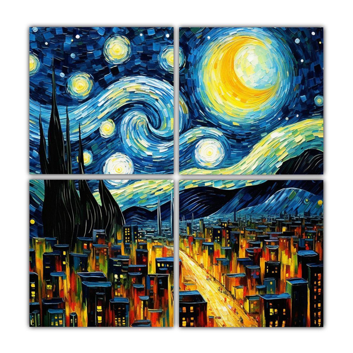 Cuadriptico Diseño Época: Paisaje Urbano 180x180 Cm-0