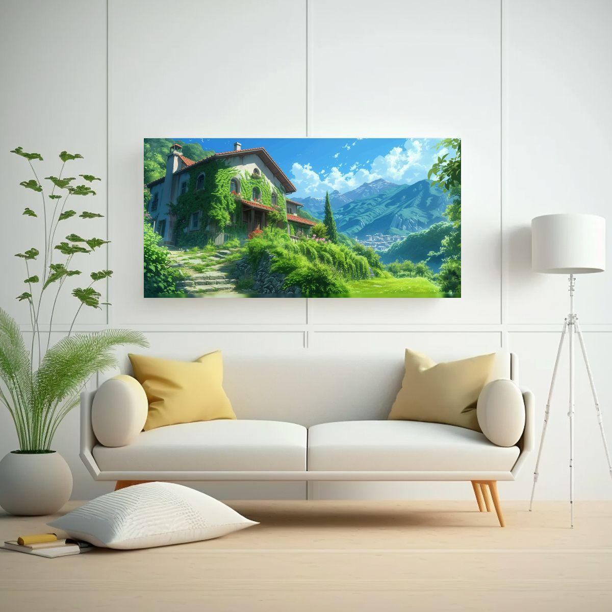 Animación De Casa Con Vegetación Y Cuadros 140x70cm-2