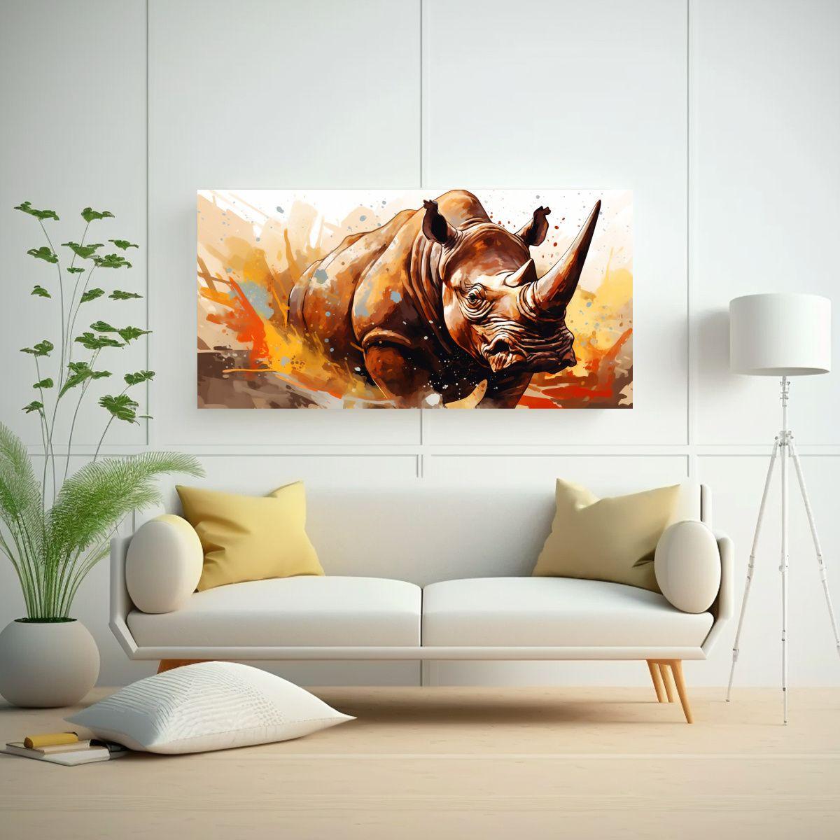 Cuadro Decorativo Triceratops En Tonos Marrón Y D 120x60cm-2