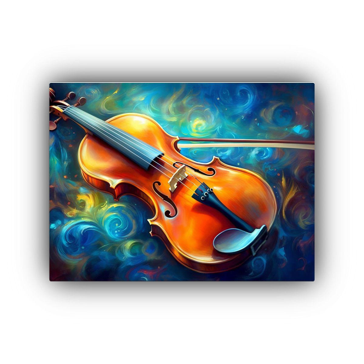Pintura Abstracta De Violín Con Vitalidad Y Energía Musica 50x40cm-0