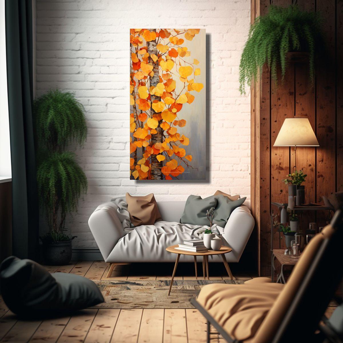 Cuadro Inspirador De Álamo En Calma Pintura 40x80cm-2