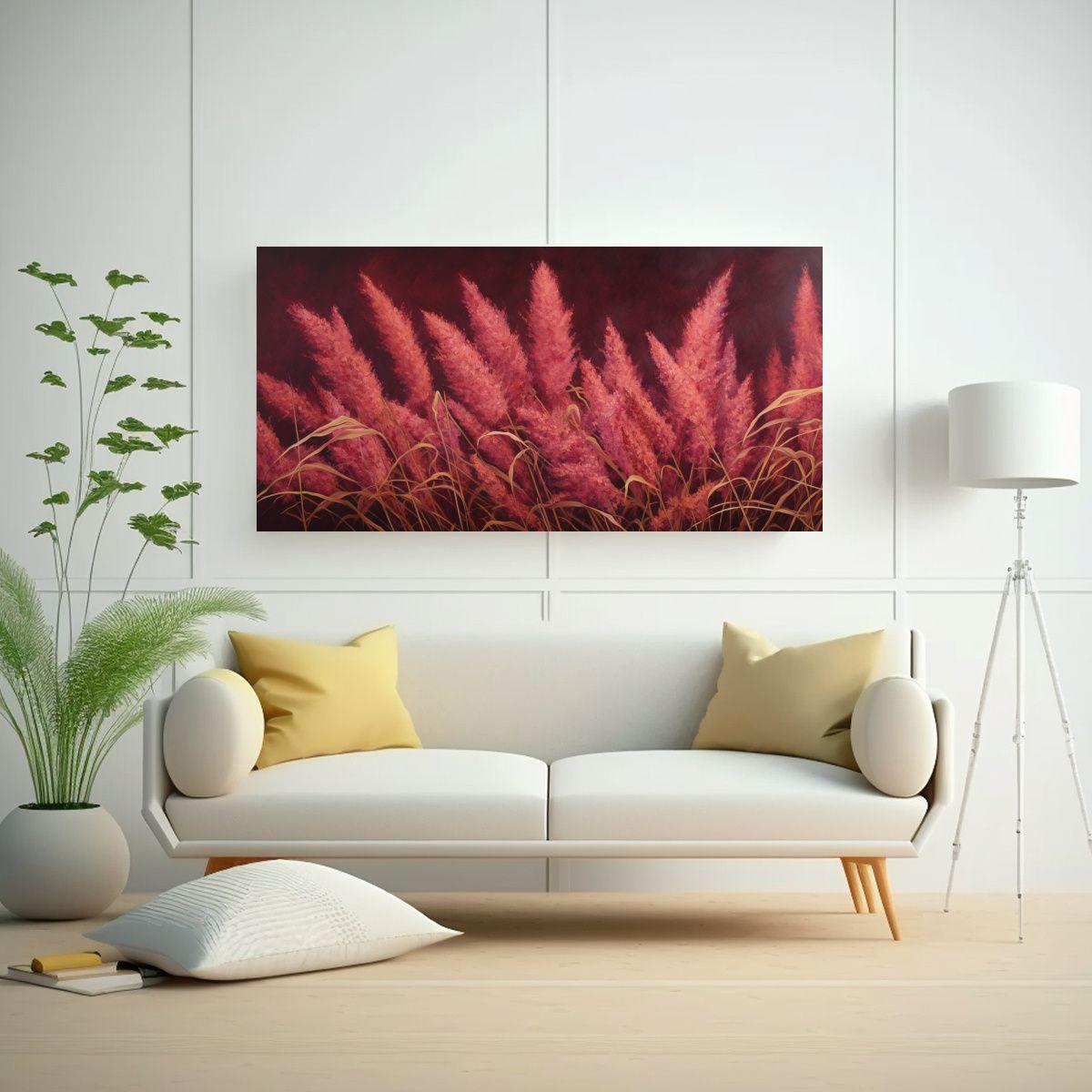 Pintura Abstracta De Granos De Amaranto En Lienzo 80x40cm-2