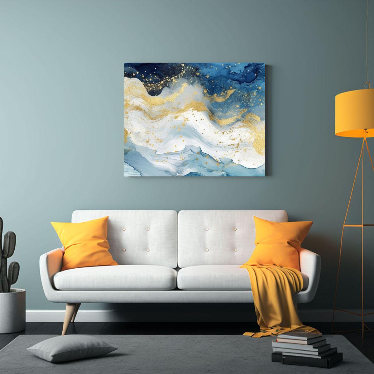 Cuadro Abstracto Colorido Con Destellos Dorados Sobre Lienzo 120x80cm-2