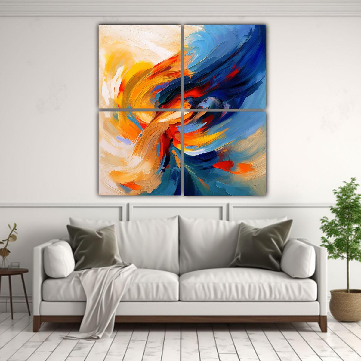 Cuadros Abstractos Decorativos En Forma De Adorno 100x100 Cm-2