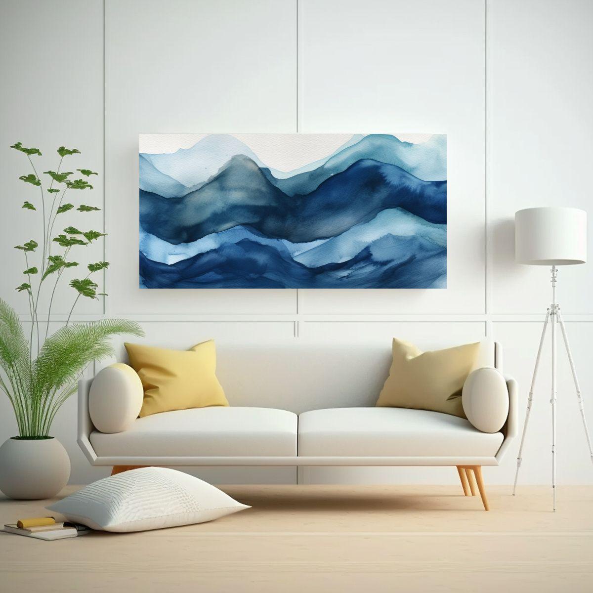 Pintura Abstracta Minimalista En Acuarela: 140x70cm-2