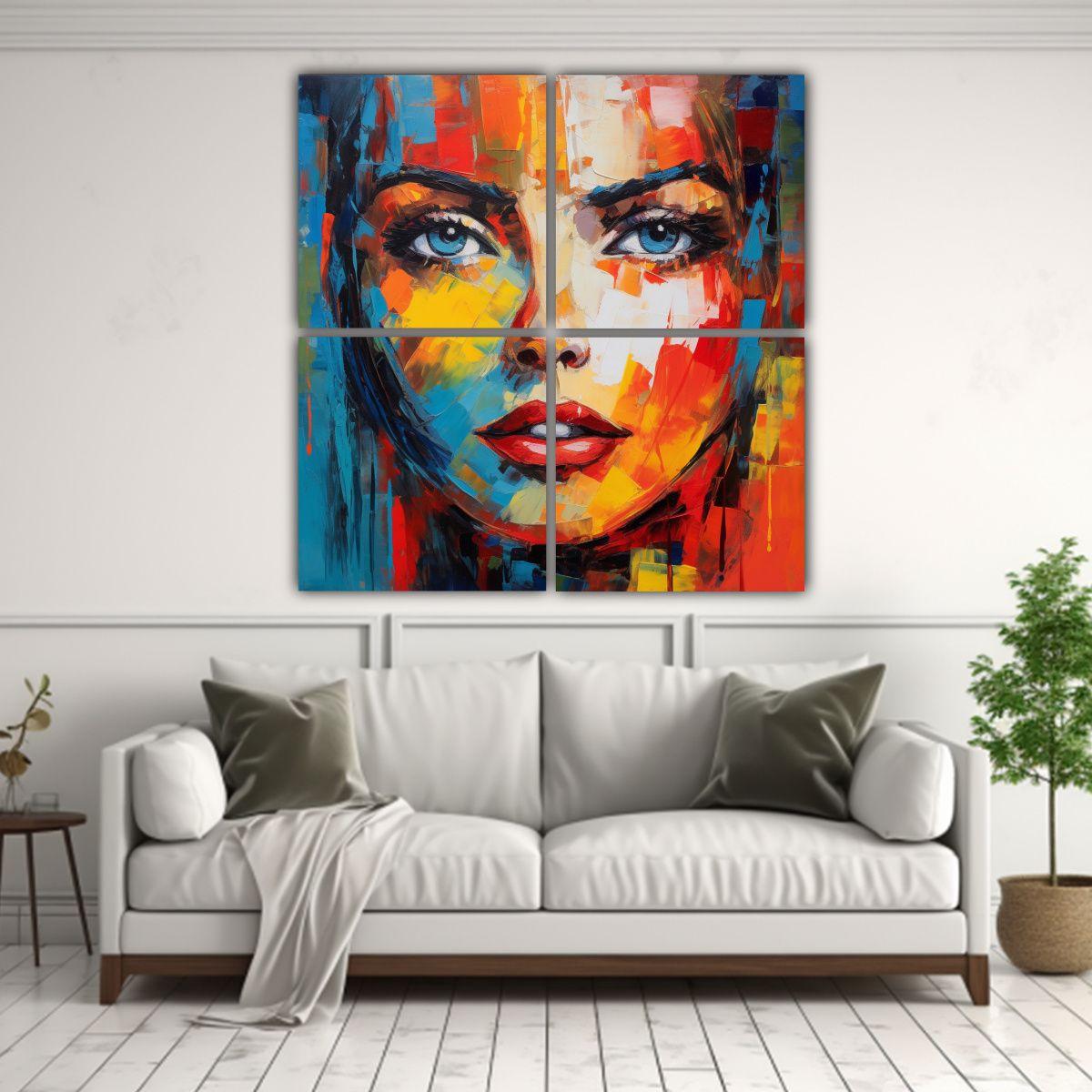 Cuadro Abstracto Mujer Poderosa Con Diseño 180x180 Cm-2