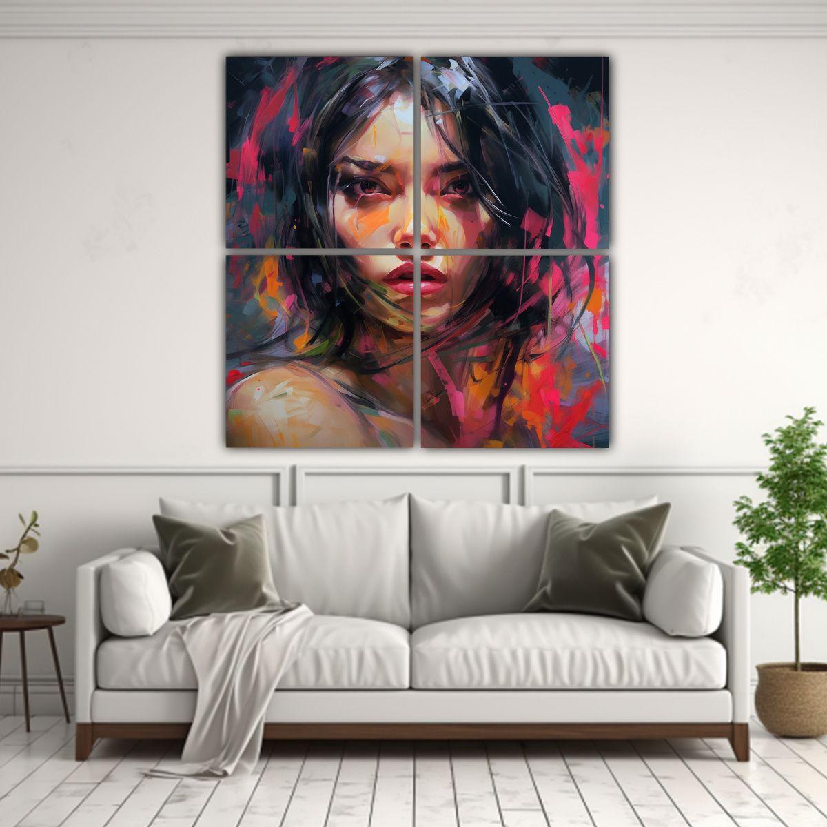 Cuatro Lienzos De Tela Modernos Inspirador Estilo 200x200 Cm-2