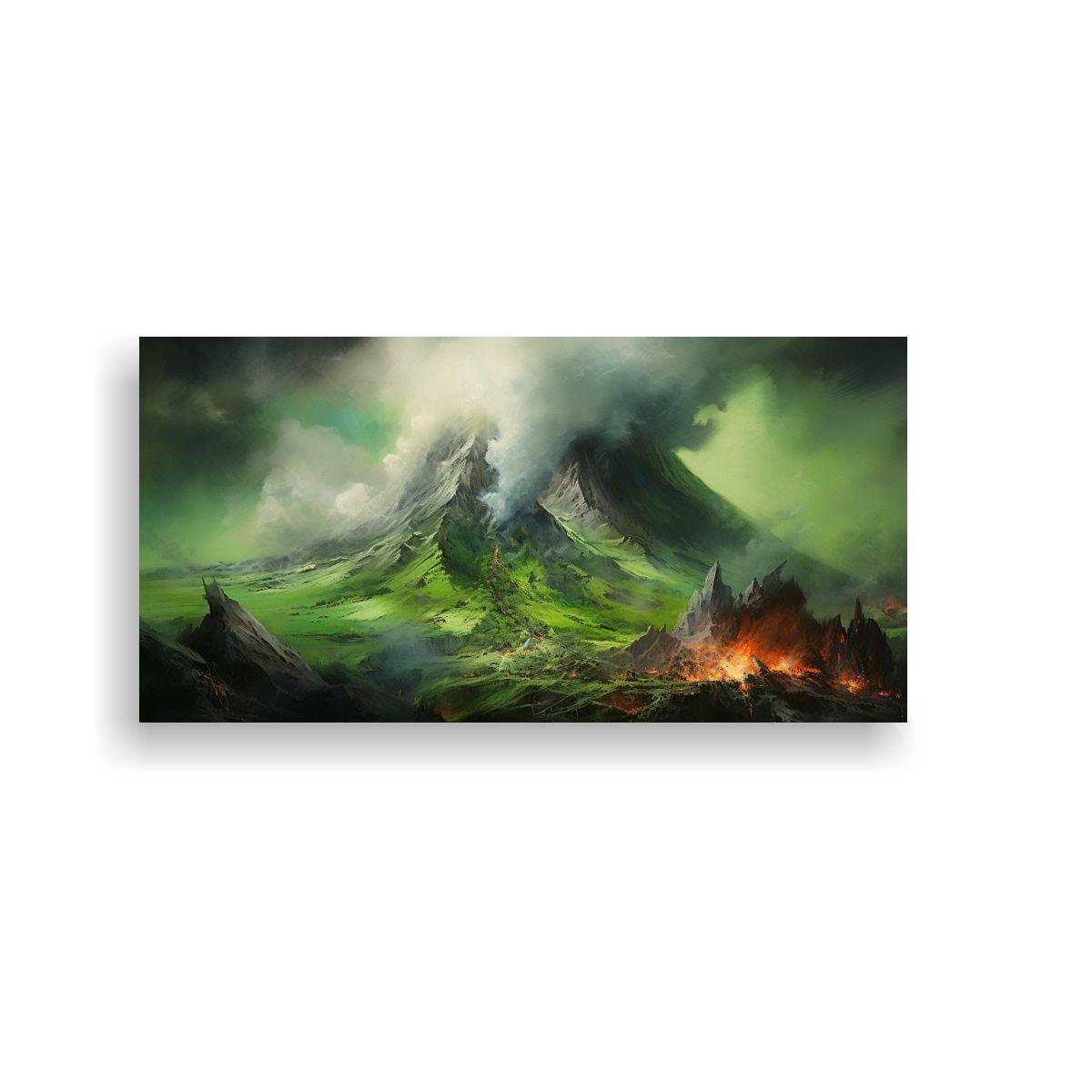 Pintura Abstracta De Un Volcán Con Colores 140x70cm-0