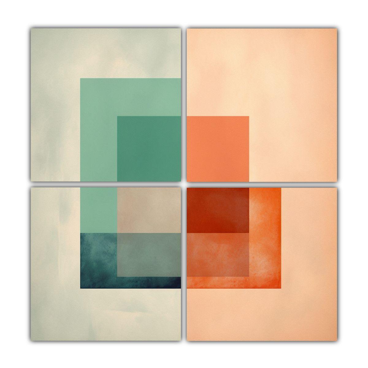 Pinturas Decorativas Minimalistas En Naranja 120x120 Cm-0