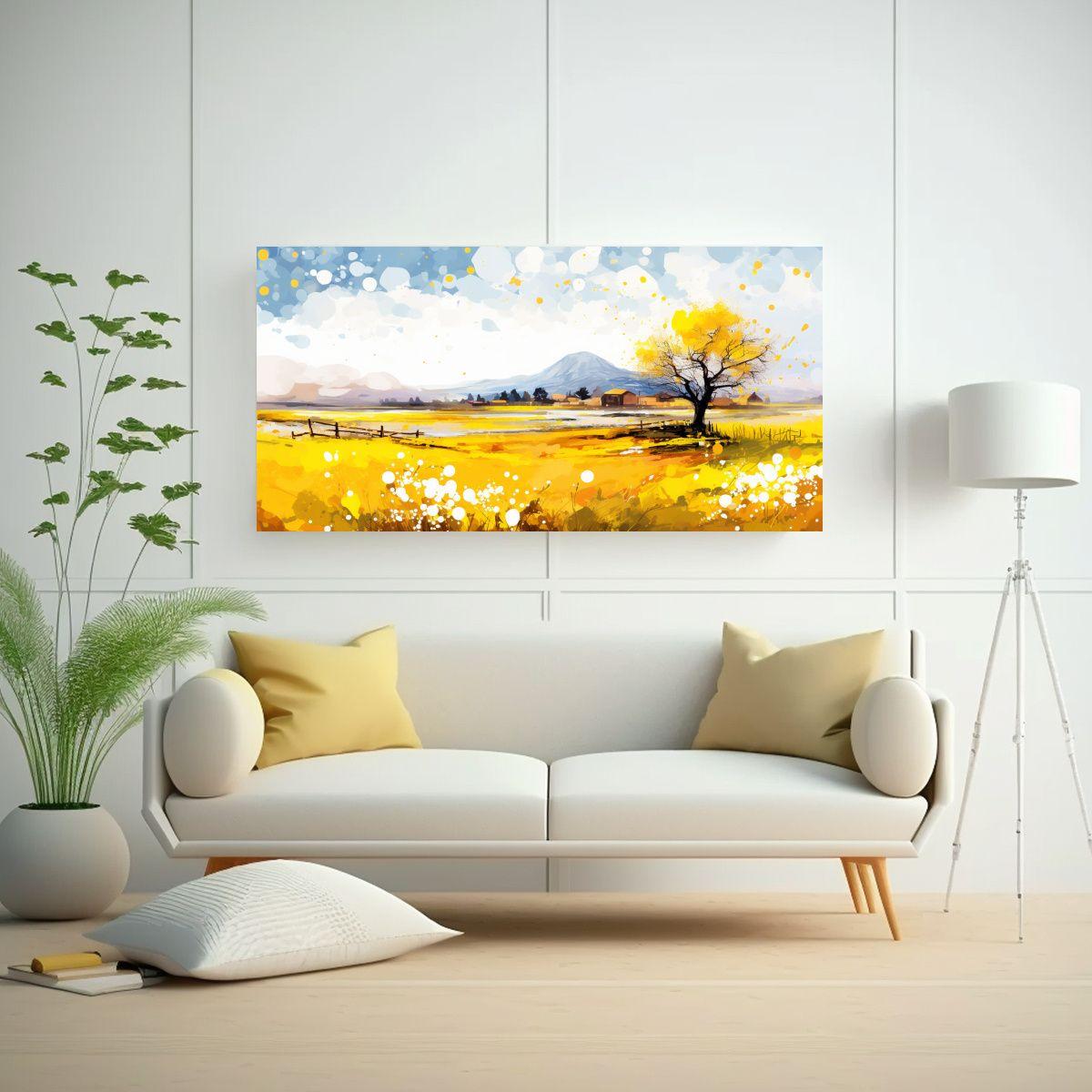Paisaje Primaveral Con Colores Amarillos En Arte 40x20cm-2