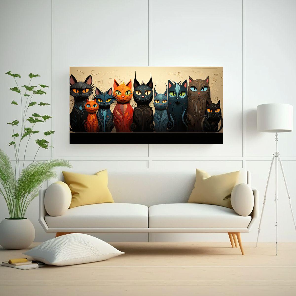 Cuadro Decorativo De Gatos En Equilibrio 160x80cm-2