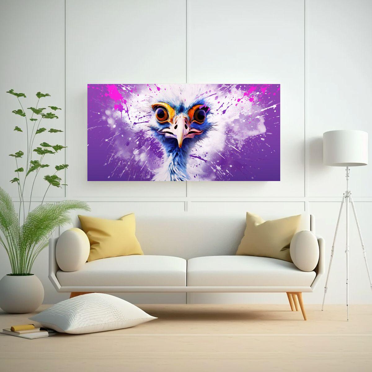 Cuadro Acuarela Estrellados Avestruz En Colores 160x80cm-2