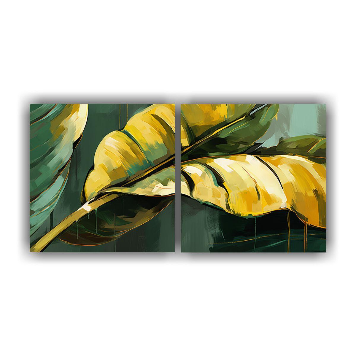 Pinturas Decorativas Vintage De Hojas De Plátano 120x60 Cm-0