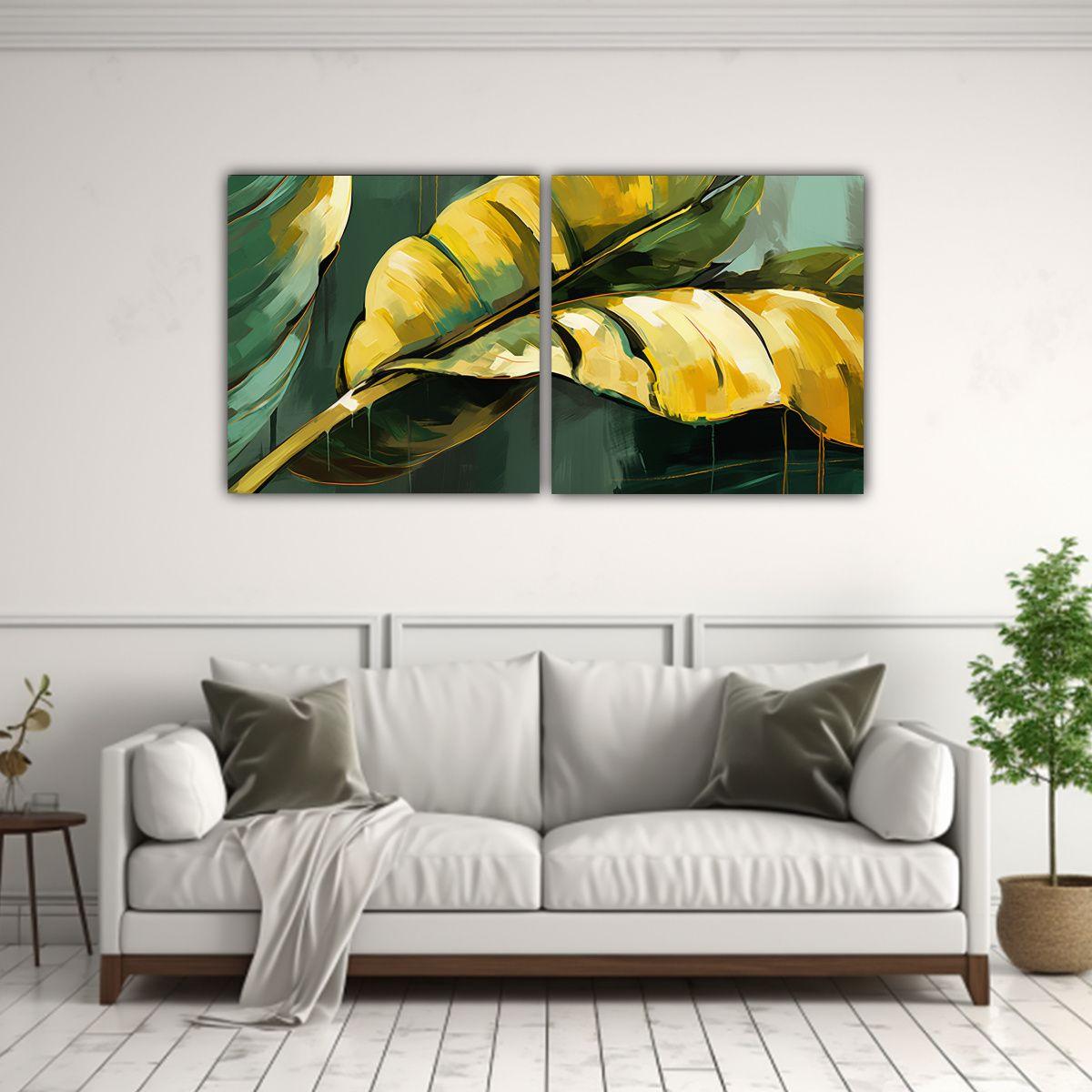 Pinturas Decorativas Vintage De Hojas De Plátano 120x60 Cm-2
