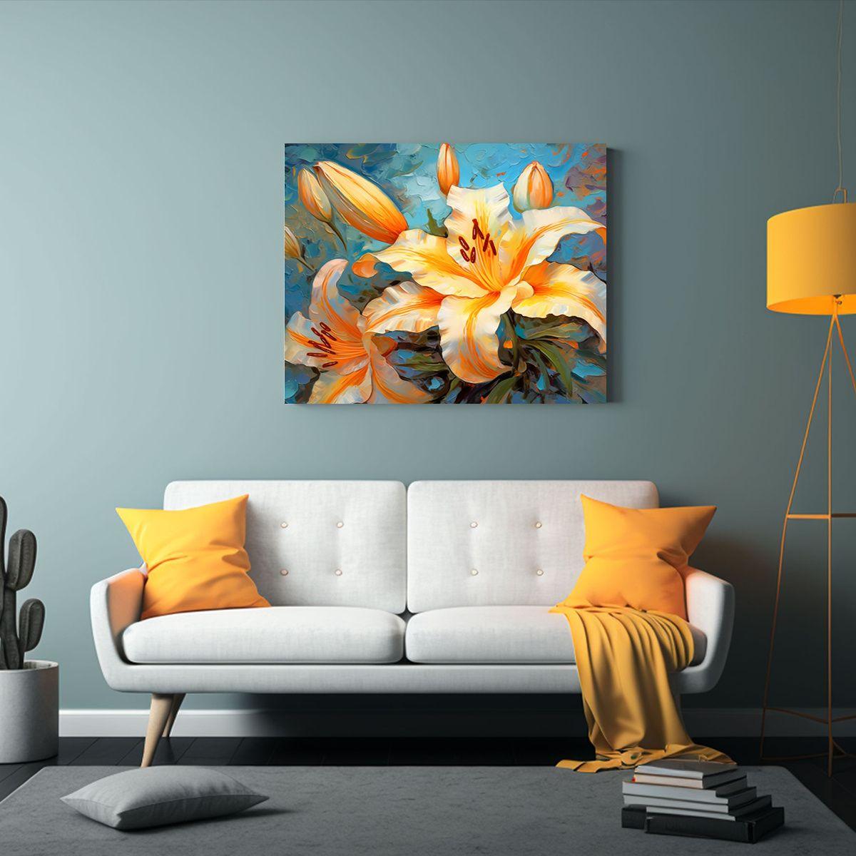 Lirio Colorido Con Amarillo En Lienzo 90x60cm-2